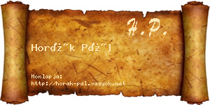 Horák Pál névjegykártya